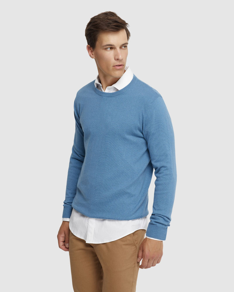 CREW NECK COTTON CASHMERE KNIT MENS KNITWEAR