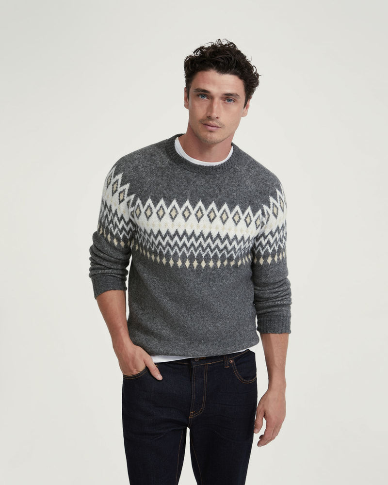 ASHTON PATTERNED CREW NECK KNIT - AVAILABLE ~ 1-2 weeks MENS KNITWEAR
