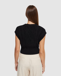 CARLY CABLE KNIT VEST WOMENS KNITWEAR