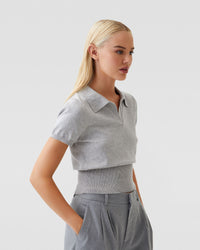 DAPHNE POLO NECK KNITTED CROP TOP WOMENS KNITWEAR