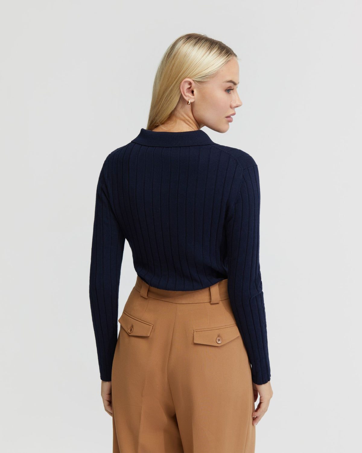 RACHEL CASHMERE BLEND RIB KNIT POLO - AVAILABLE ~ 1-2 weeks WOMENS KNITWEAR
