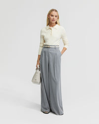 RACHEL CASHMERE BLEND RIB KNIT POLO - AVAILABLE ~ 1-2 weeks WOMENS KNITWEAR