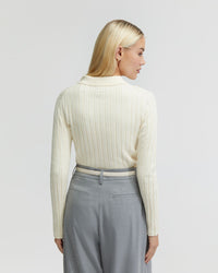 RACHEL CASHMERE BLEND RIB KNIT POLO - AVAILABLE ~ 1-2 weeks WOMENS KNITWEAR