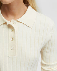 RACHEL CASHMERE BLEND RIB KNIT POLO - AVAILABLE ~ 1-2 weeks WOMENS KNITWEAR