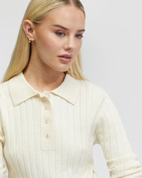 RACHEL CASHMERE BLEND RIB KNIT POLO - AVAILABLE ~ 1-2 weeks WOMENS KNITWEAR
