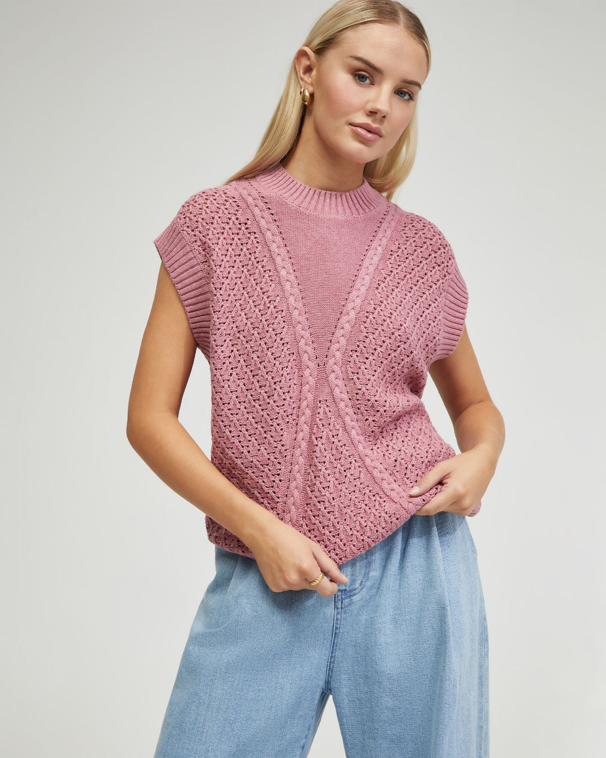 MONICA CABLE KNIT VEST - AVAILABLE ~ 1-2 weeks WOMENS KNITWEAR