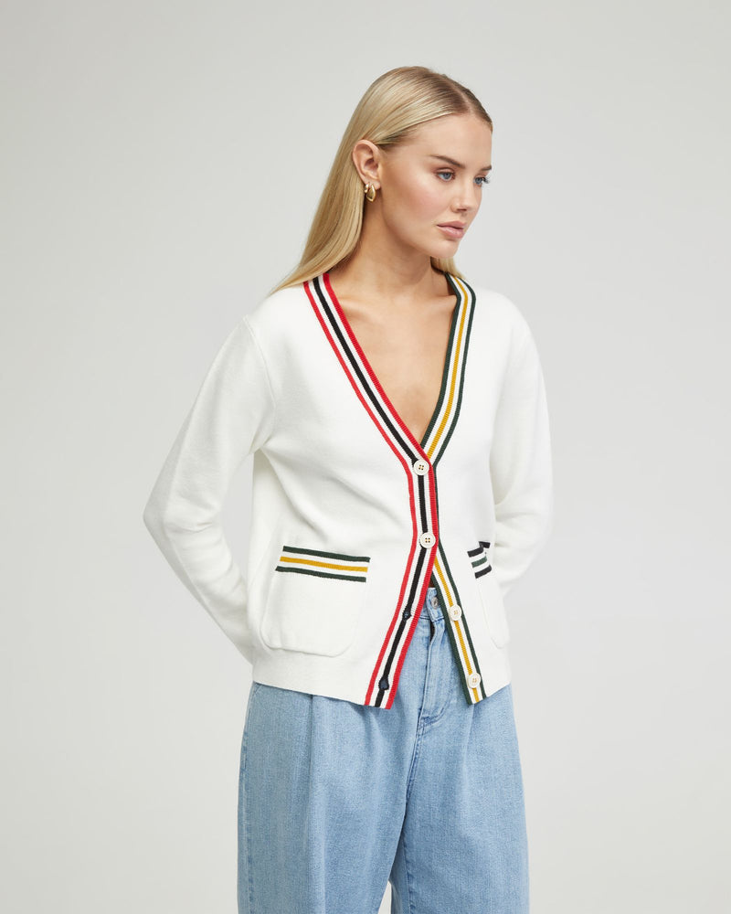 SASHA STRIPE TRIM CARDIGAN - AVAILABLE ~ 1-2 weeks WOMENS KNITWEAR