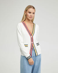 SASHA STRIPE TRIM CARDIGAN - AVAILABLE ~ 1-2 weeks WOMENS KNITWEAR