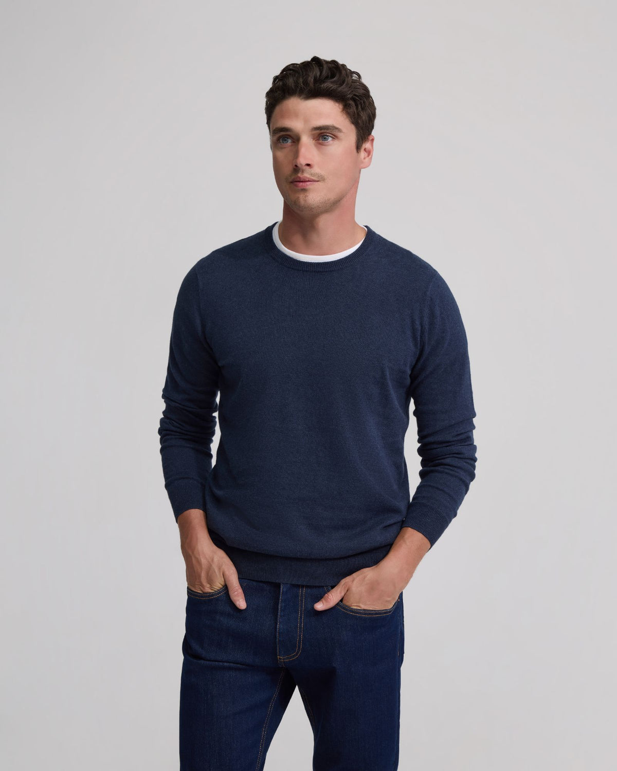 Crew Neck Cotton Cashmere Knit MENS KNITWEAR