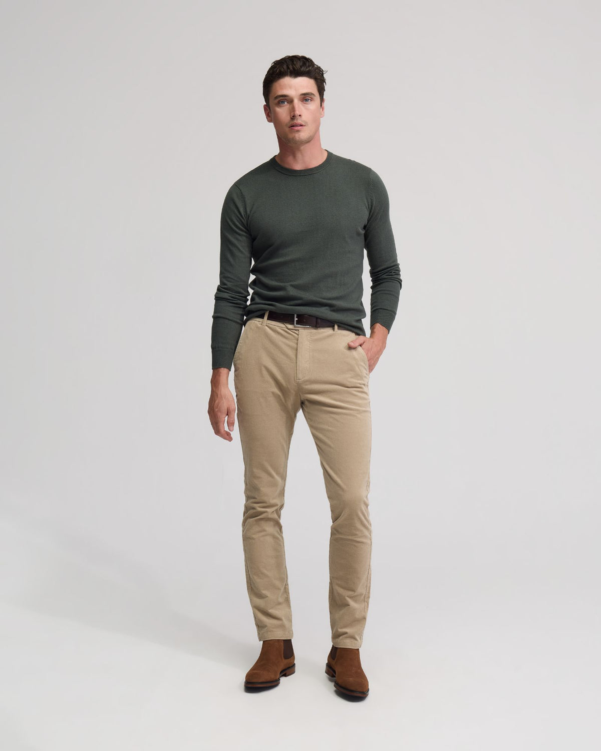 Crew Neck Cotton Cashmere Knit MENS KNITWEAR