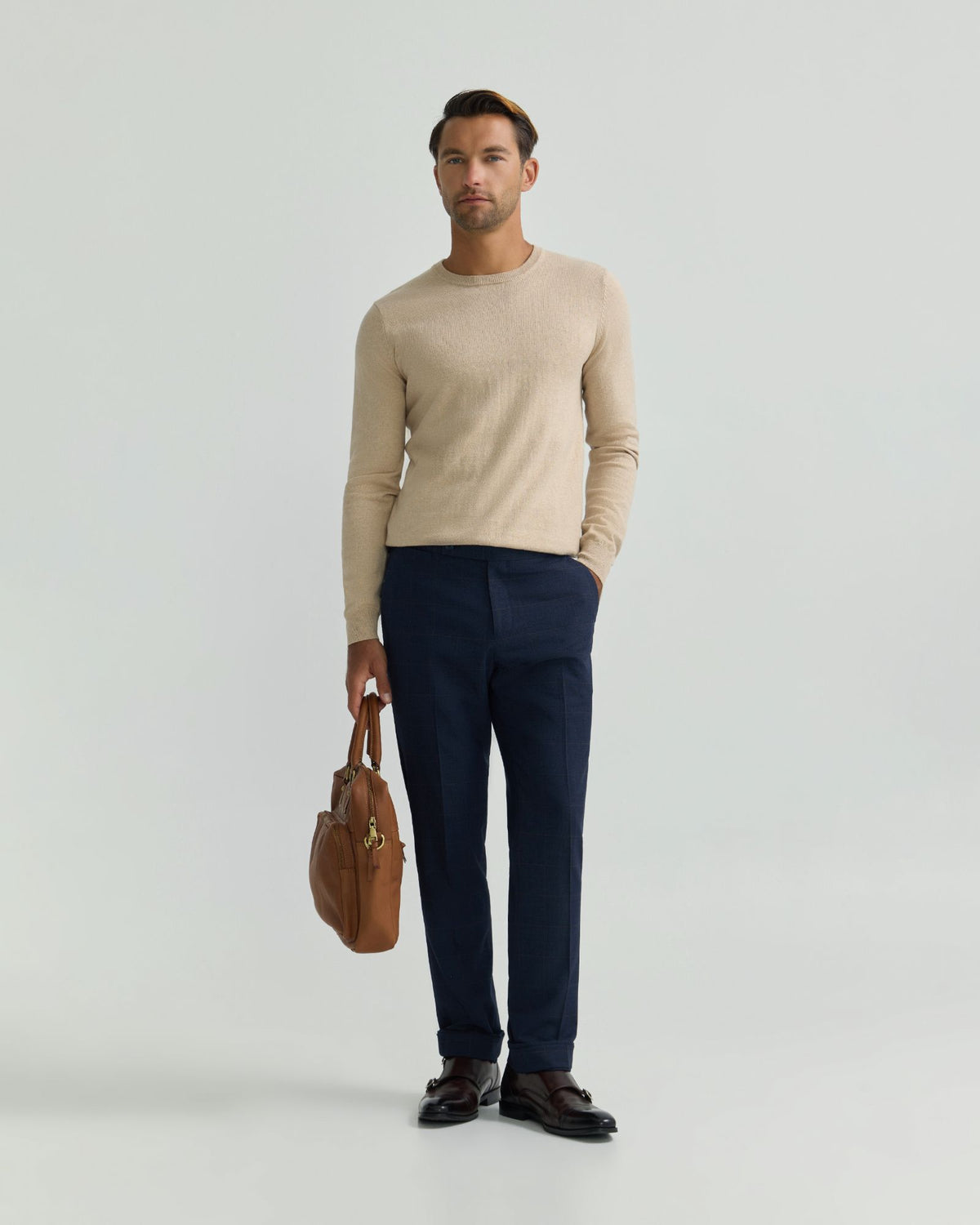 Crew Neck Cotton Cashmere Knit MENS KNITWEAR