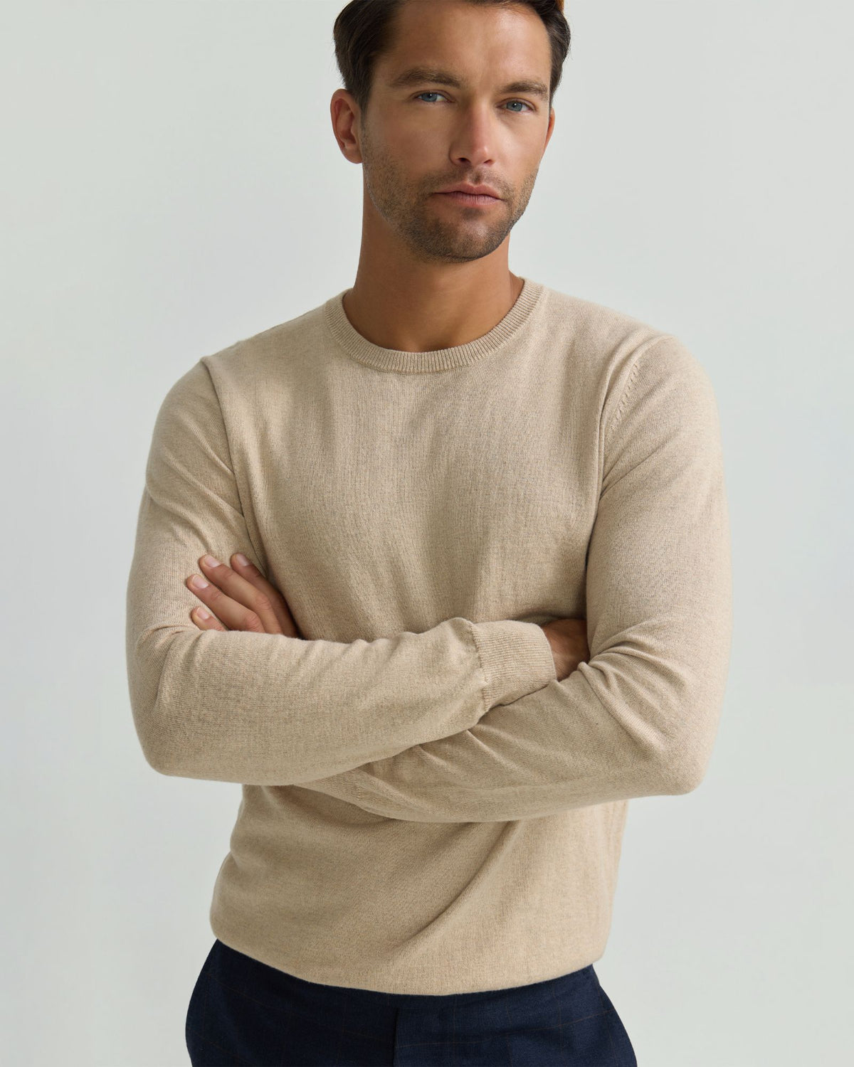 Crew Neck Cotton Cashmere Knit MENS KNITWEAR