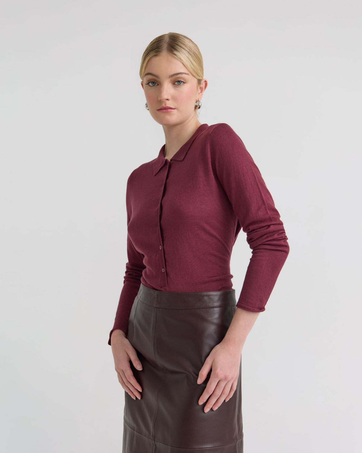 Edwina Silk Blend Polo Collar Knit WOMENS KNITWEAR