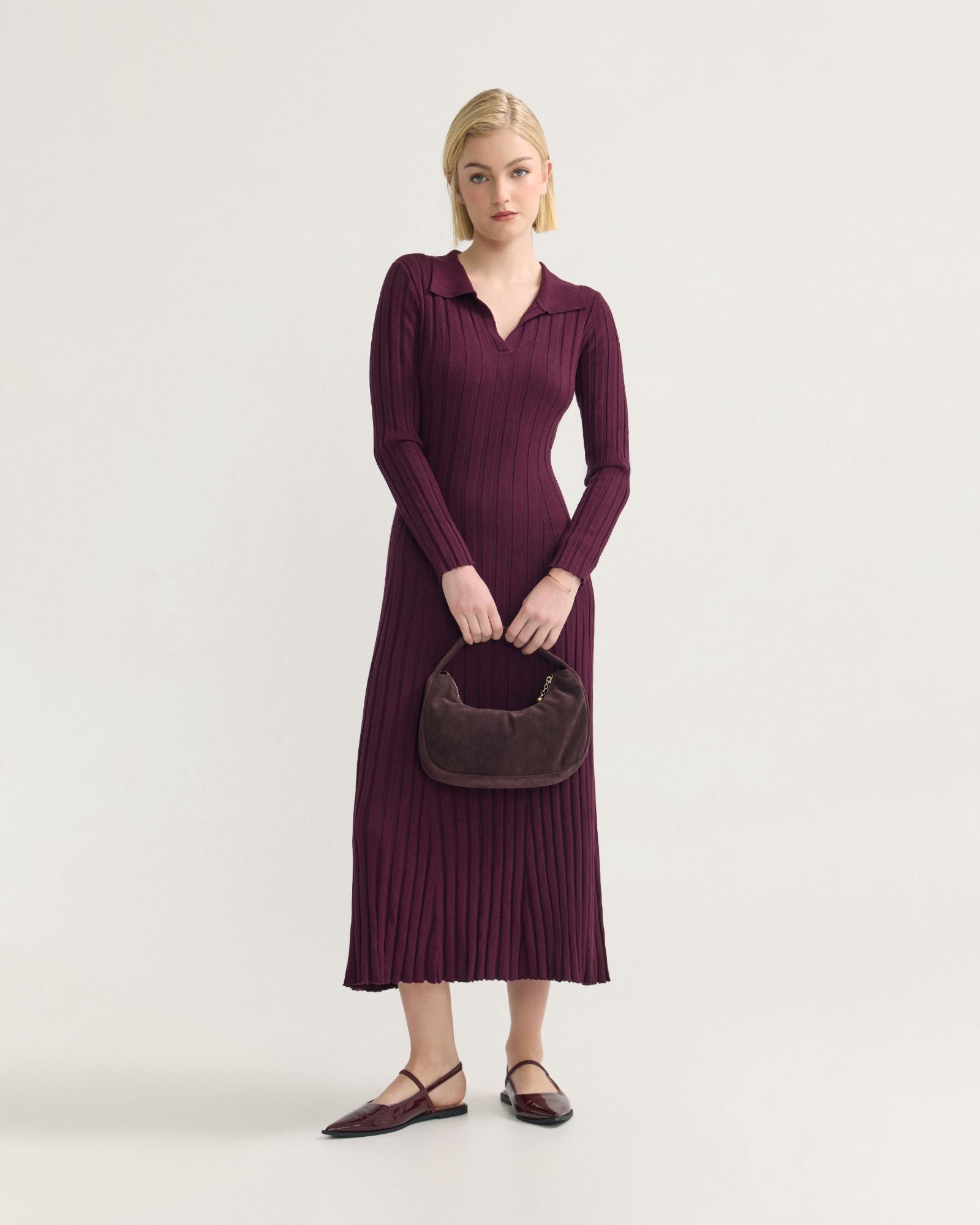 Dakota Knitted Polo Collar Dress – Oxford Shop