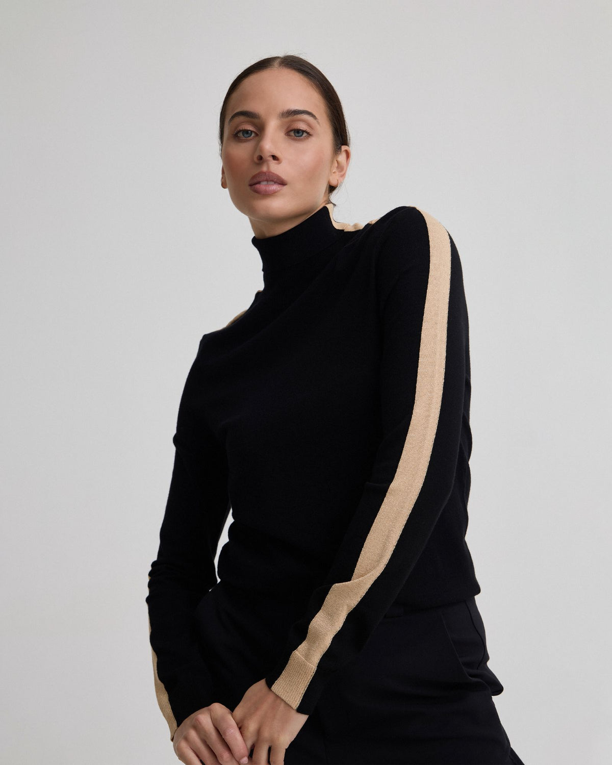 Ela Contrast Panel Turtle Neck - Available ~ 1-2 weeks WOMENS KNITWEAR
