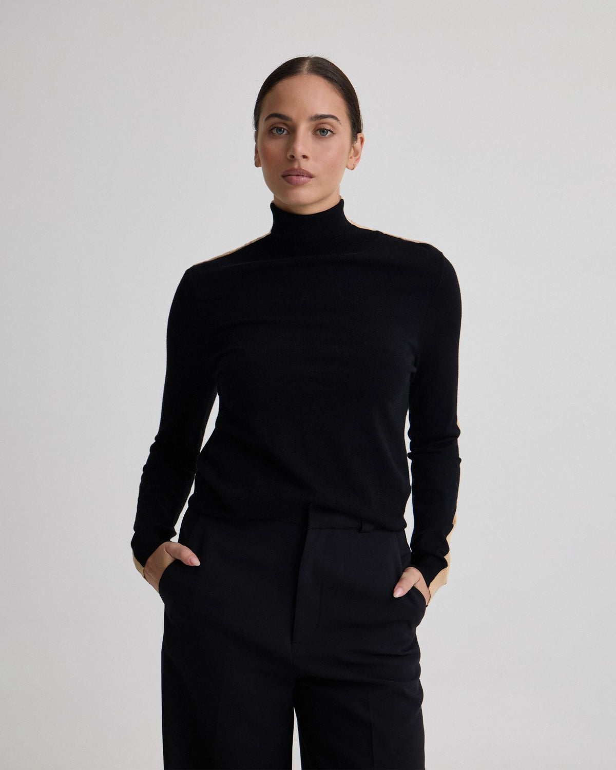 Ela Contrast Panel Turtle Neck - Available ~ 1-2 weeks WOMENS KNITWEAR