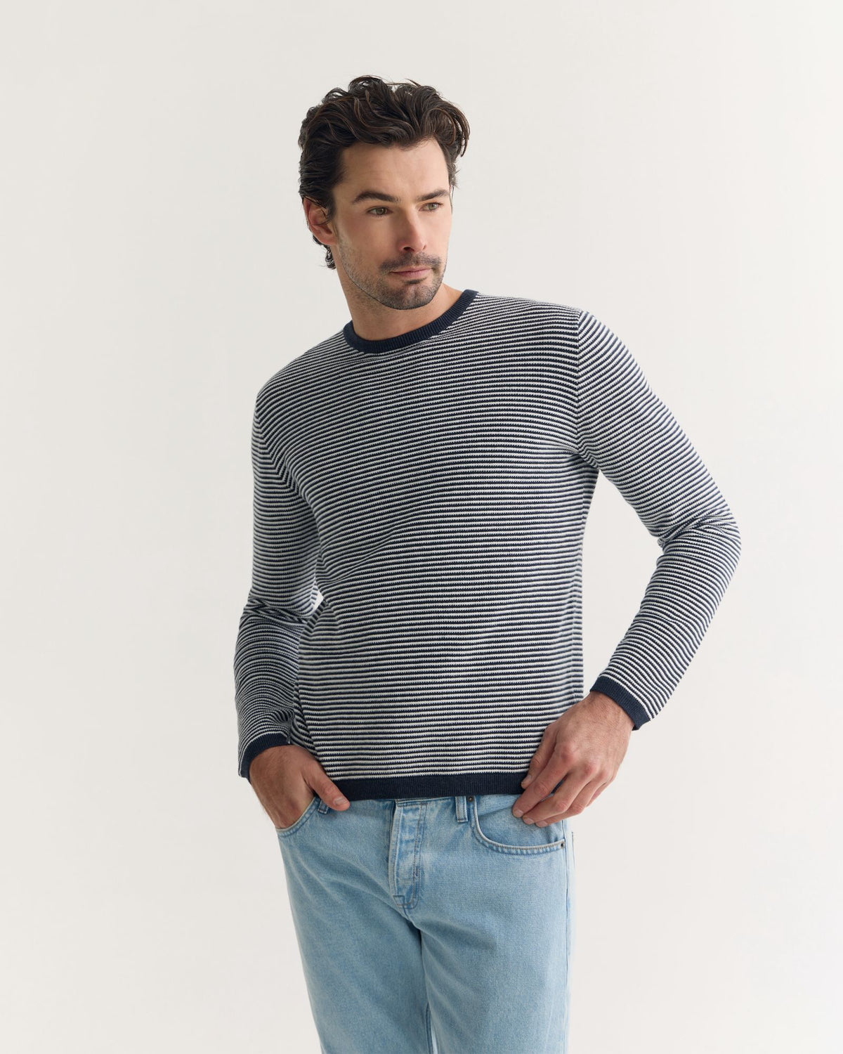 Liam Stripe Crew Neck MENS KNITWEAR