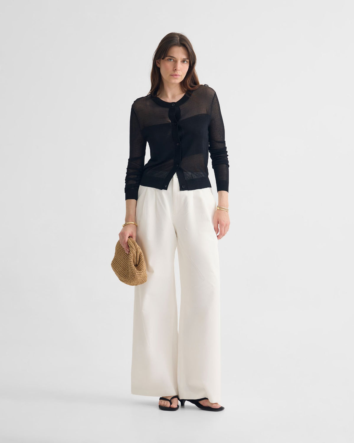 Celina Sheer Panel Cardigan WOMENS KNITWEAR