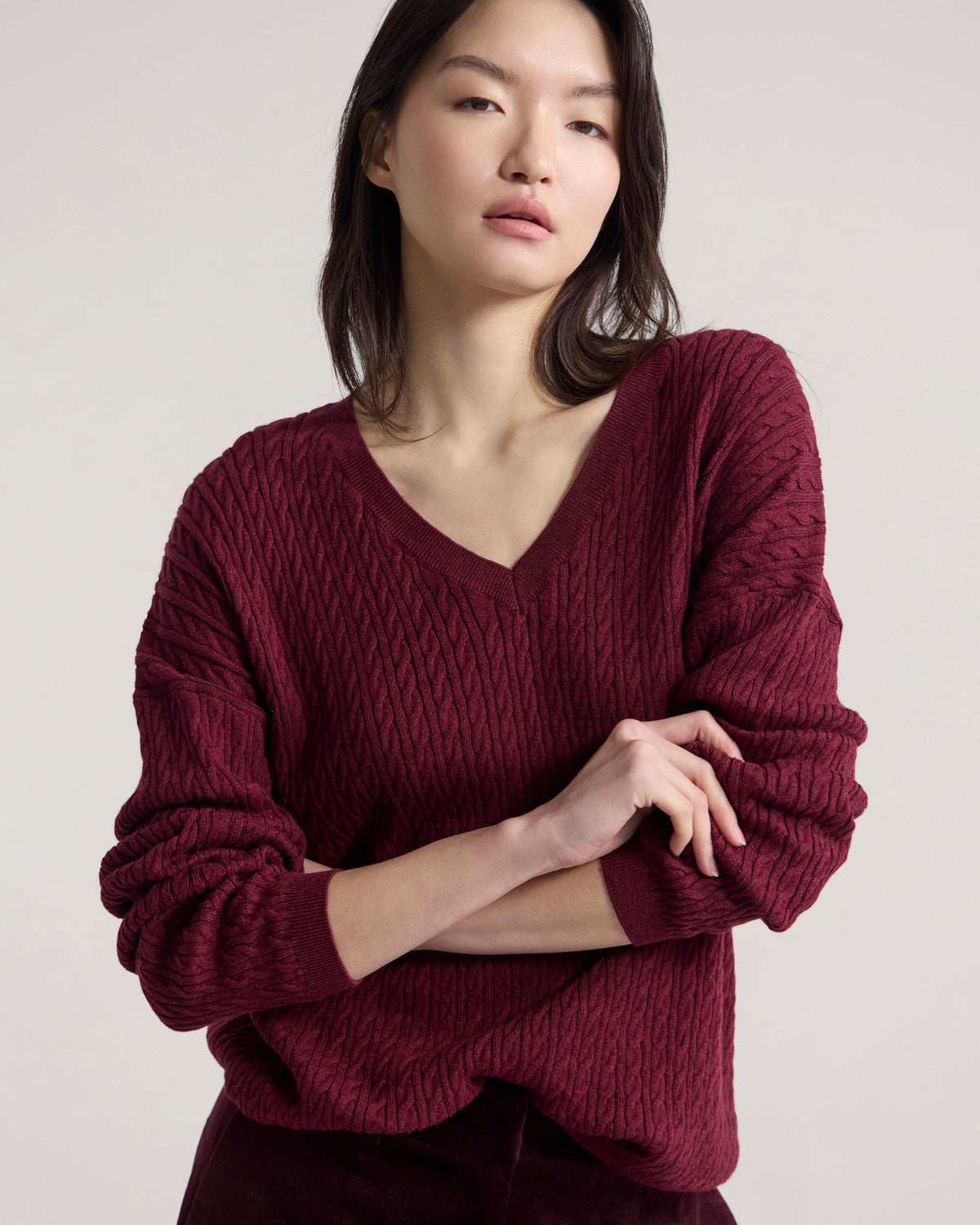 Drew Cable V-Neck Knit WOMENS KNITWEAR