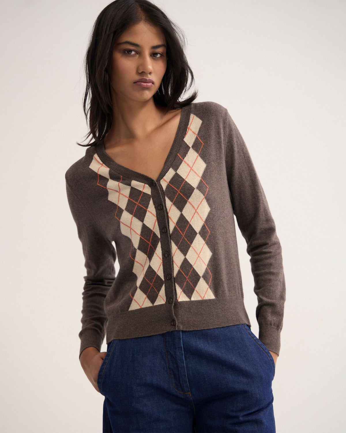 Pixie Argyle Cardigan WOMENS KNITWEAR