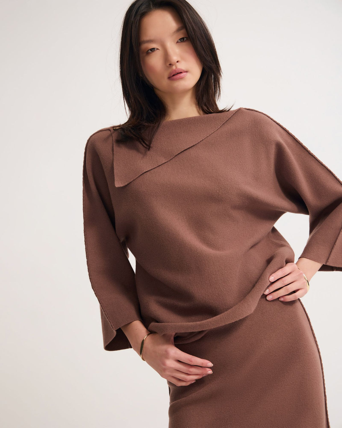 Laura Knitted Folded Collar Top WOMENS KNITWEAR