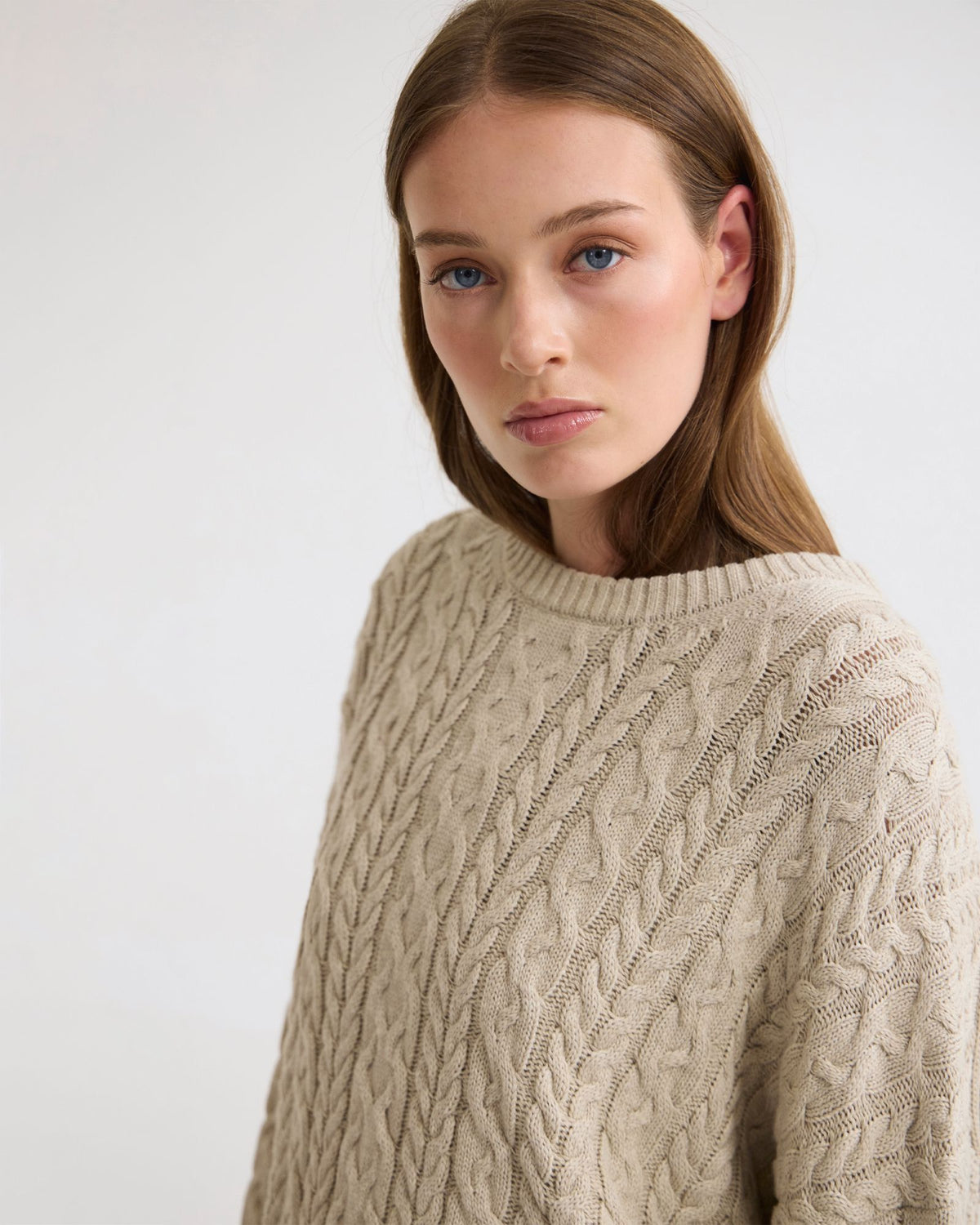 Evie Cable Knit Crew Neck WOMENS KNITWEAR