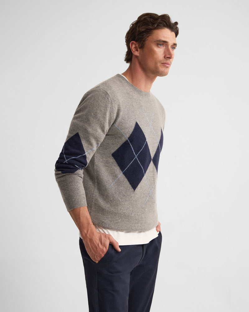 Anton Wool Argyle Crew Neck MENS KNITWEAR