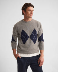 Anton Wool Argyle Crew Neck MENS KNITWEAR