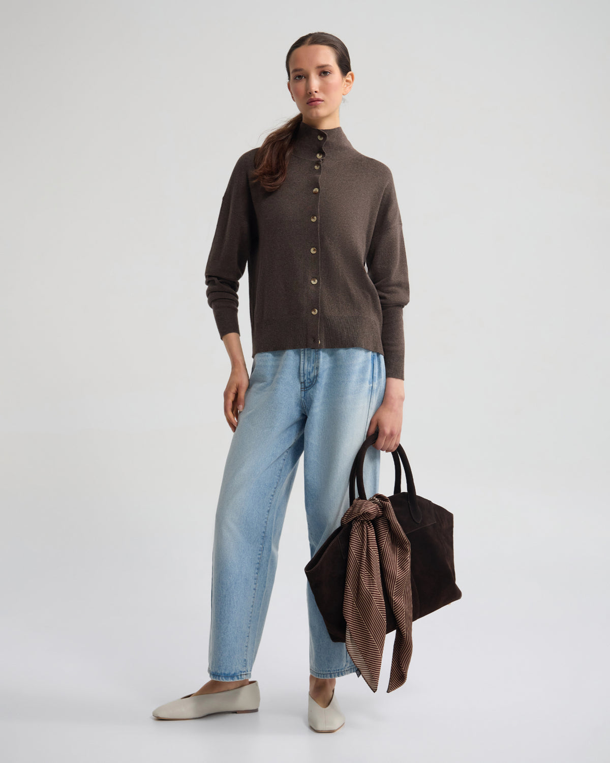 Maddison Funnel Collar Cardigan WOMENS KNITWEAR