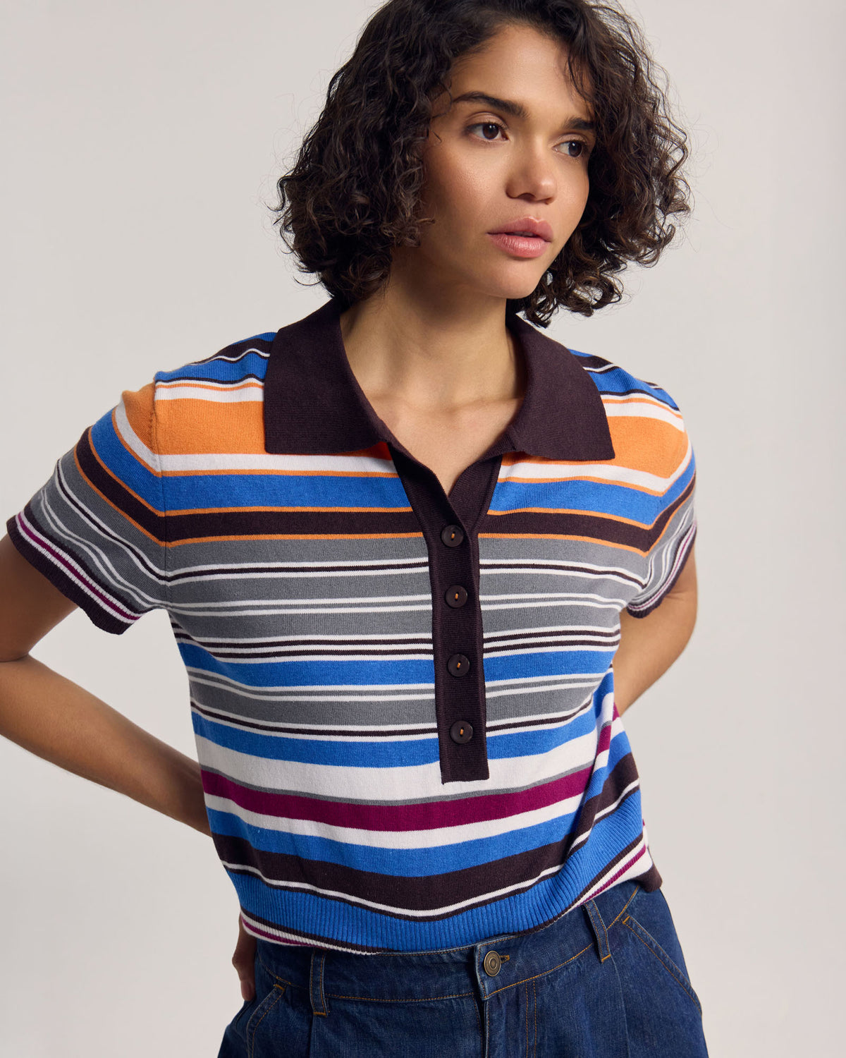 Dina Stripe Polo WOMENS KNITWEAR