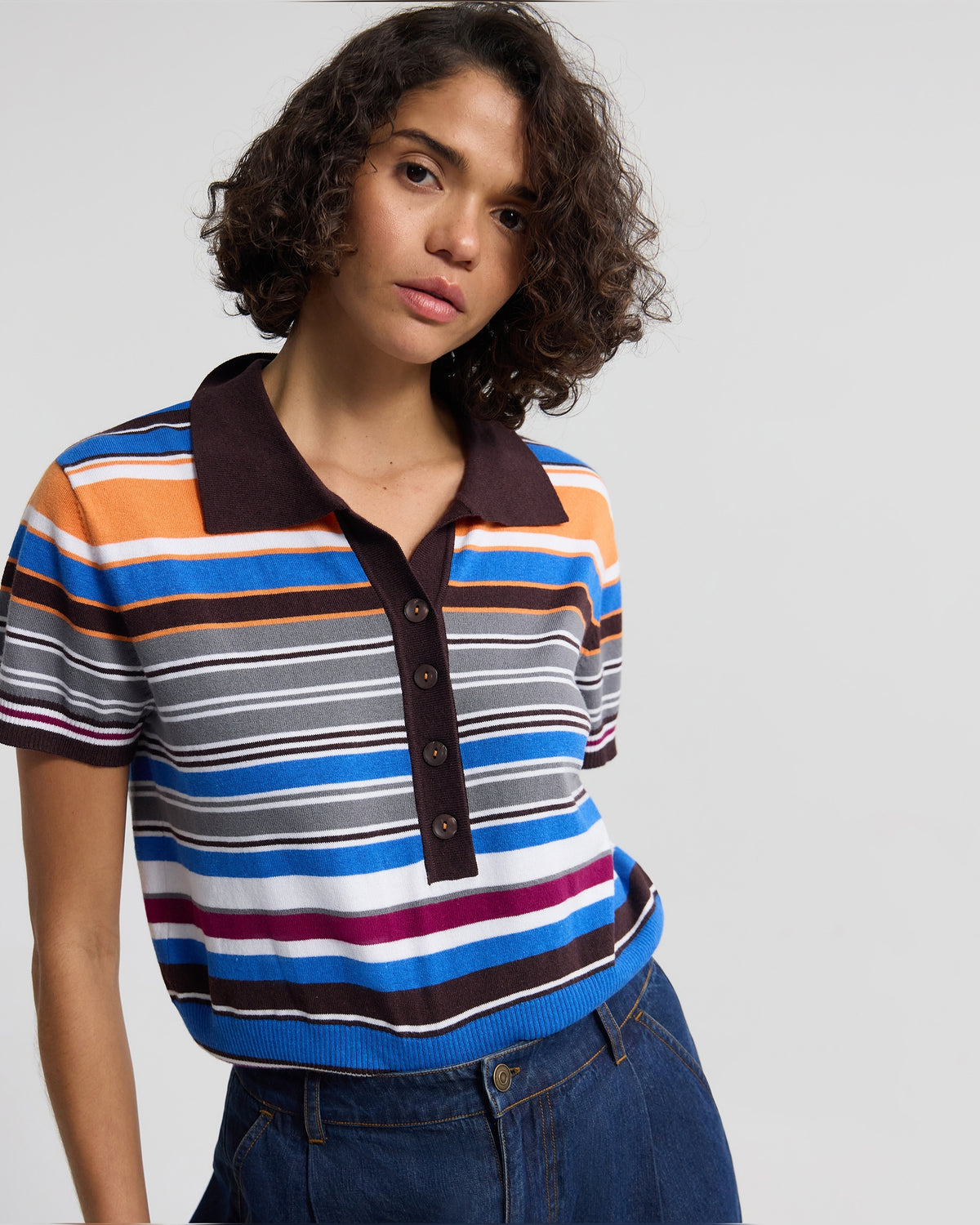 Dina Stripe Polo WOMENS KNITWEAR