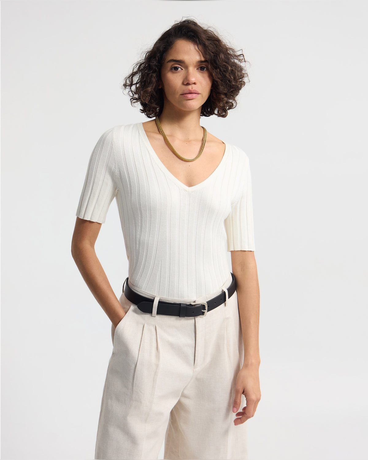 Lucy Rib V-Neck Knit WOMENS KNITWEAR