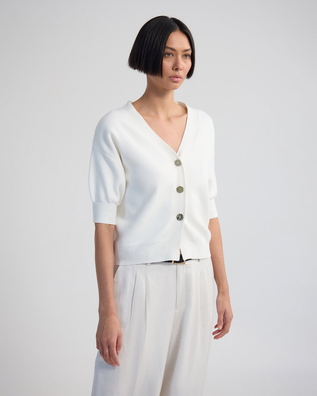 Monica Puffer Sleeve Cardigan WOMENS KNITWEAR