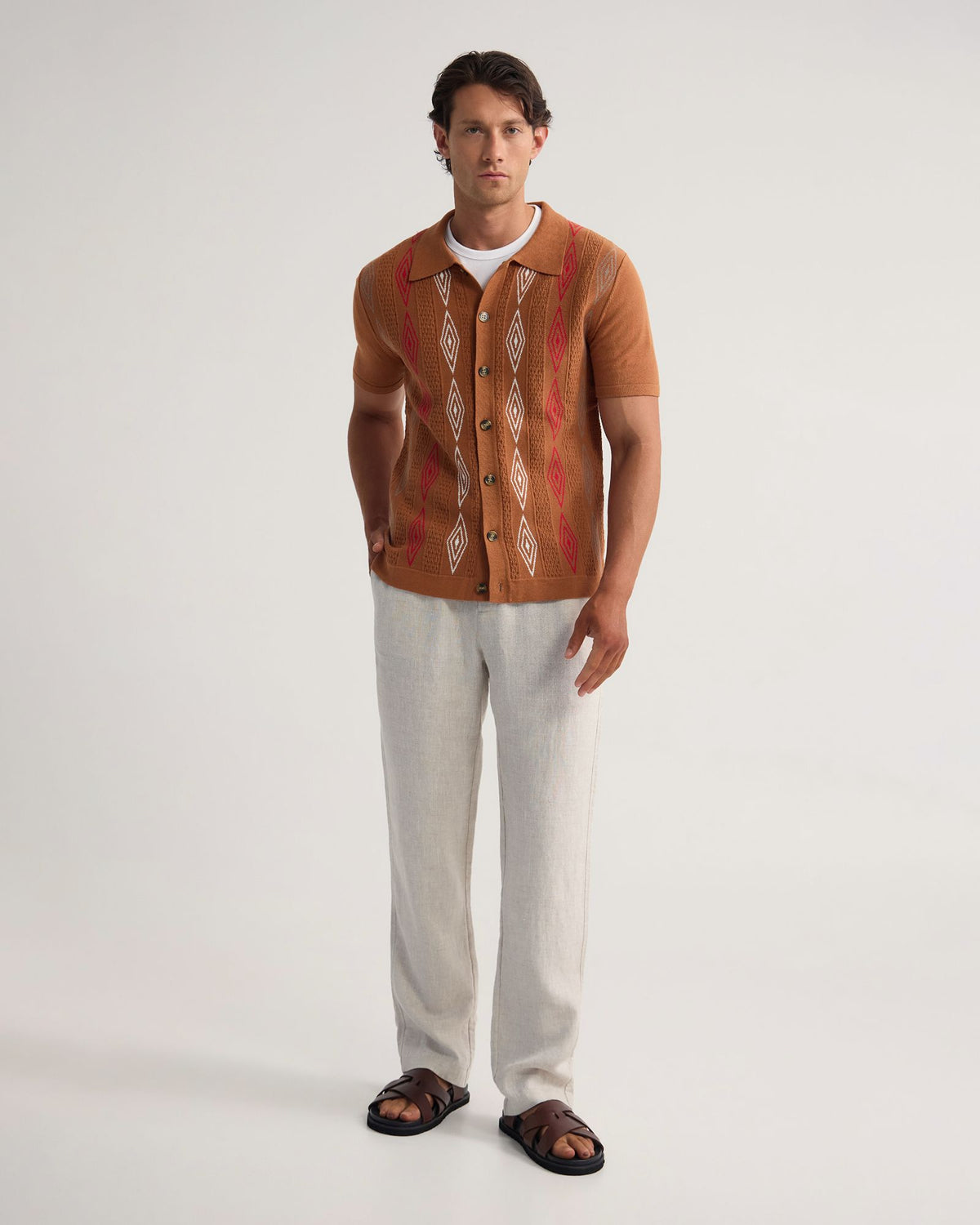 Carey Patterened Button Up Polo MENS KNITWEAR