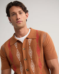 Carey Patterened Button Up Polo MENS KNITWEAR