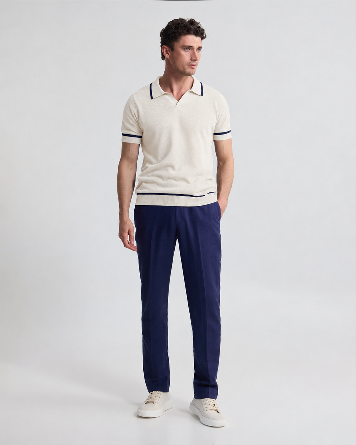 Vito Linen Blend Polo With Tipping