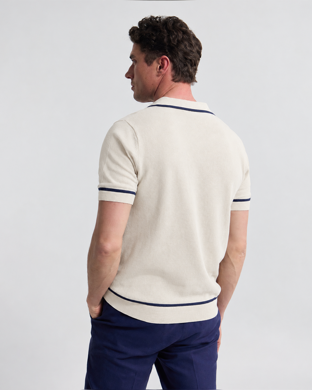 Vito Linen Blend Polo With Tipping