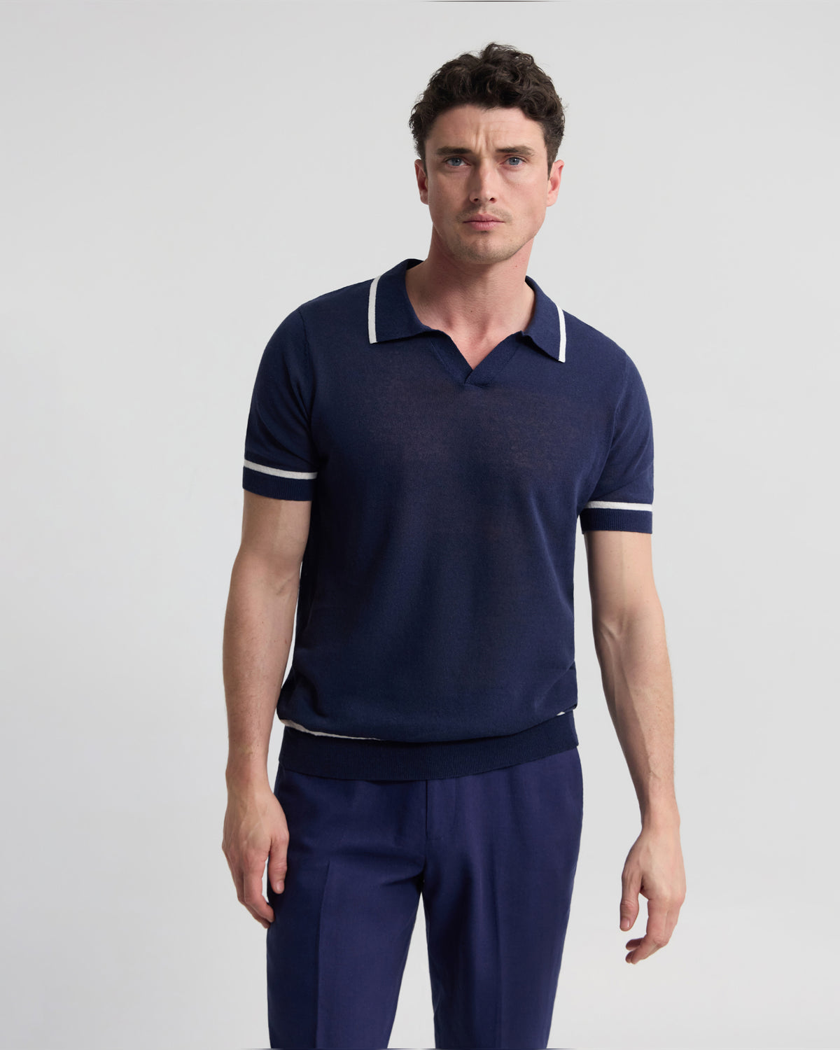 Vito Linen Polo With Tipping MENS KNITWEAR