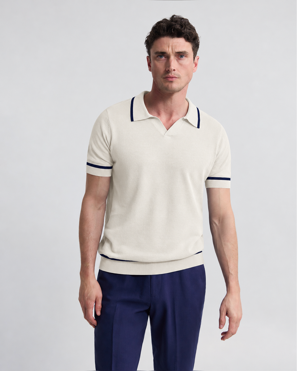 Vito Linen Blend Polo With Tipping