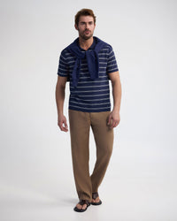 Basey Linen Blend Striped Polo MENS KNITWEAR