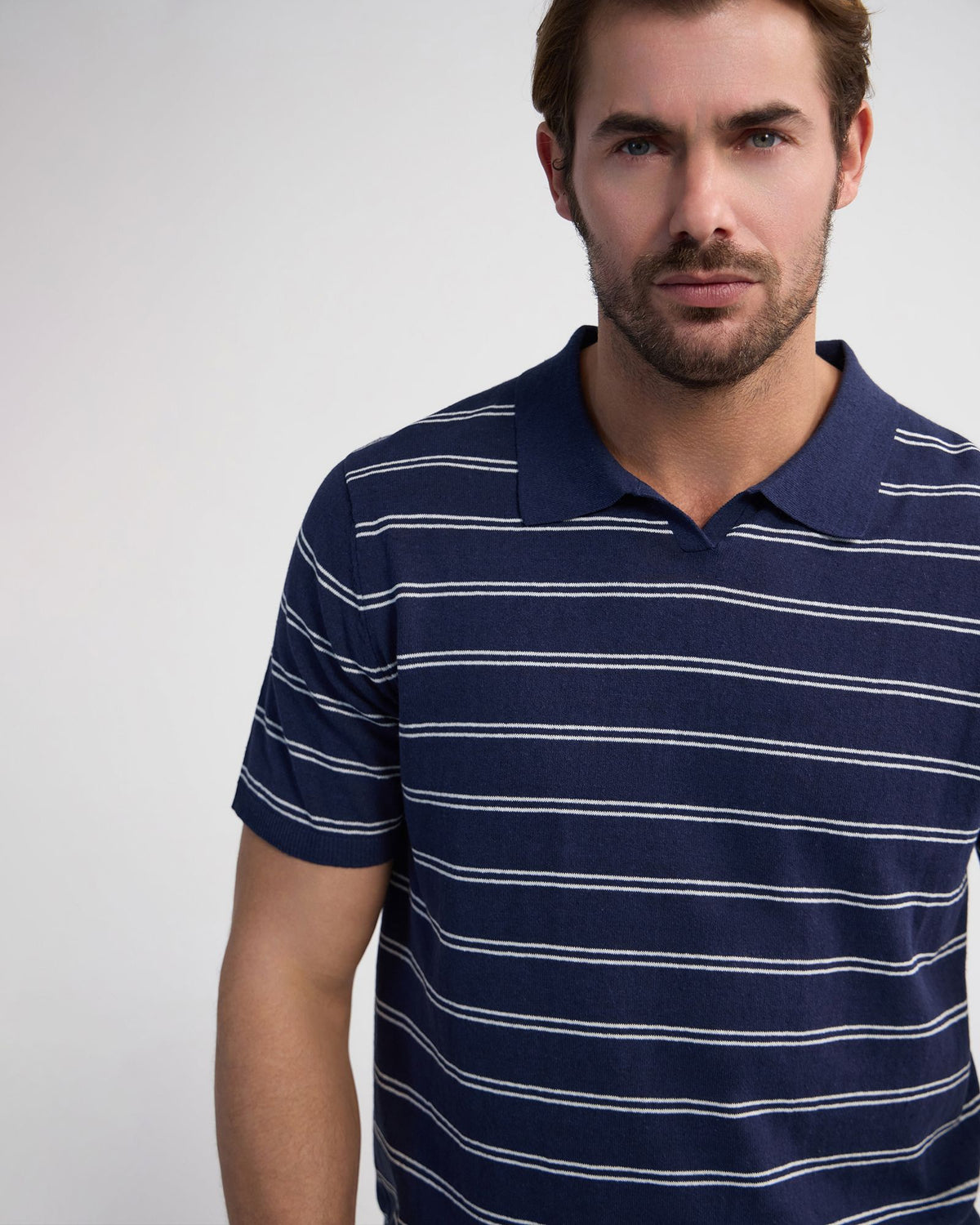 Basey Linen Blend Striped Polo MENS KNITWEAR