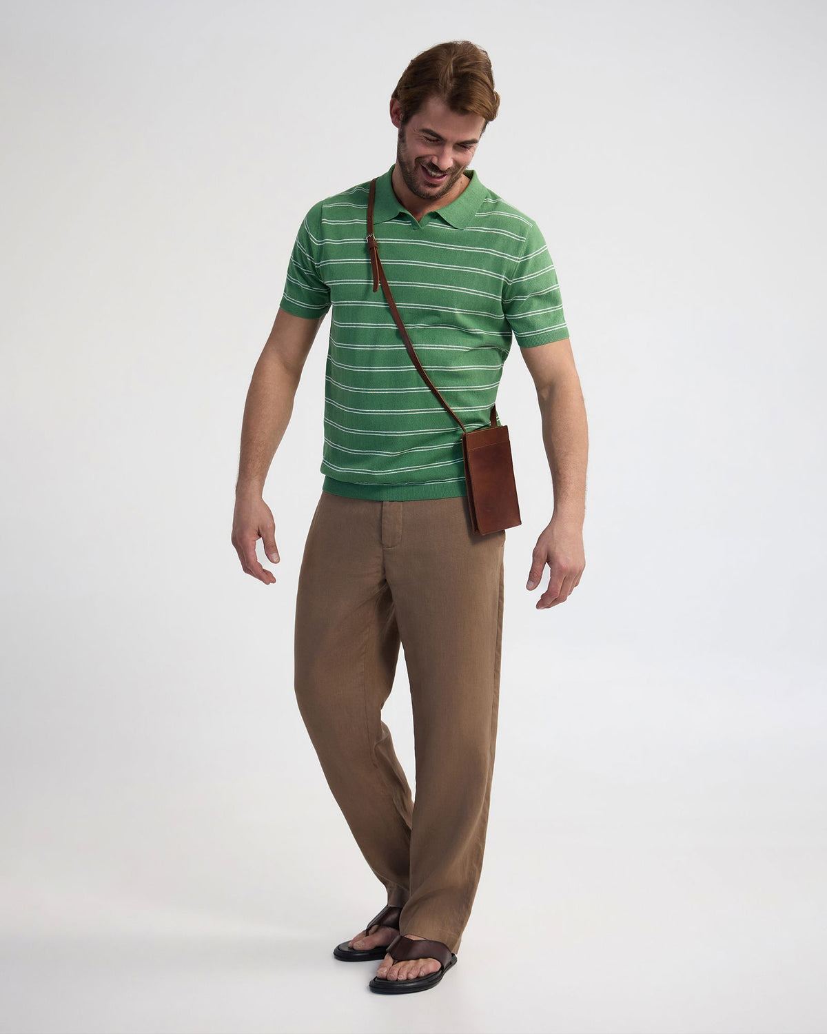 Basey Linen Blend Striped Polo MENS KNITWEAR