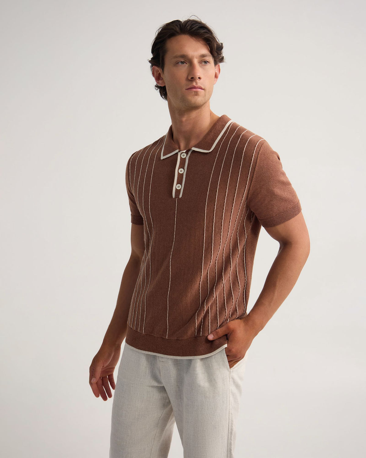 Roman Piping Trim Knitted Polo MENS KNITWEAR