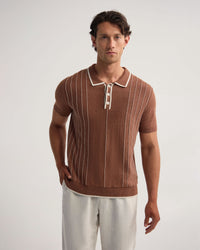 Roman Piping Trim Knitted Polo MENS KNITWEAR