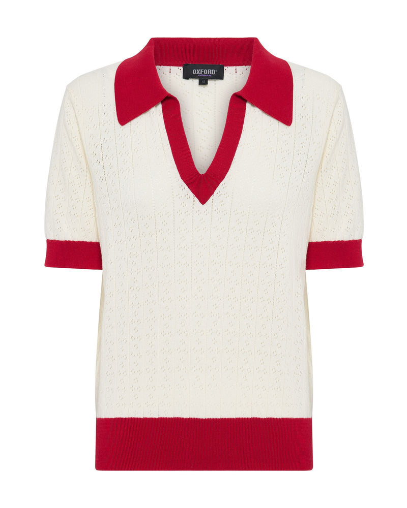 Aimee Pointelle Polo WOMENS KNITWEAR