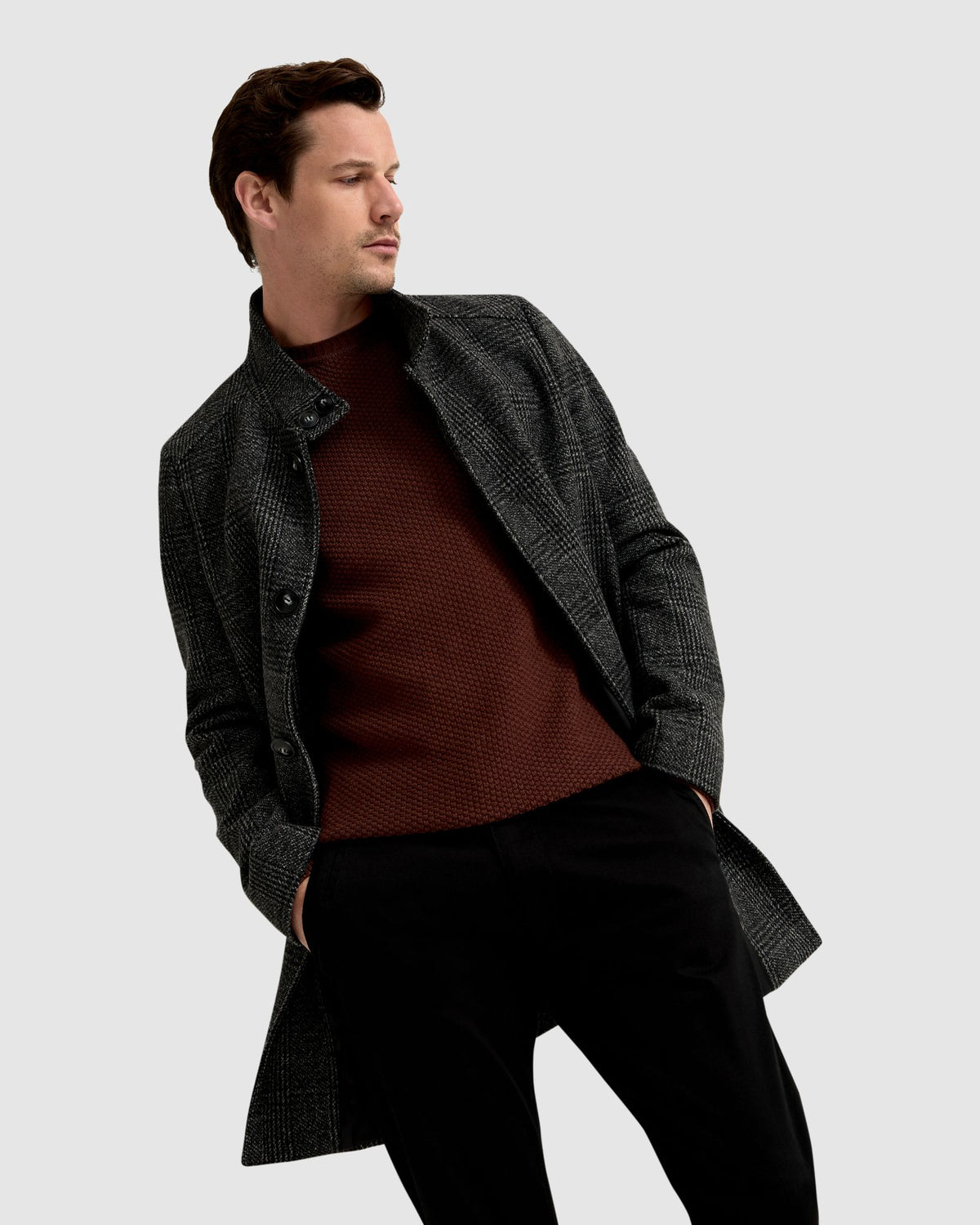 DUNBAR WOOL RICH CHECK OVERCOAT MENS JACKETS AND COATS