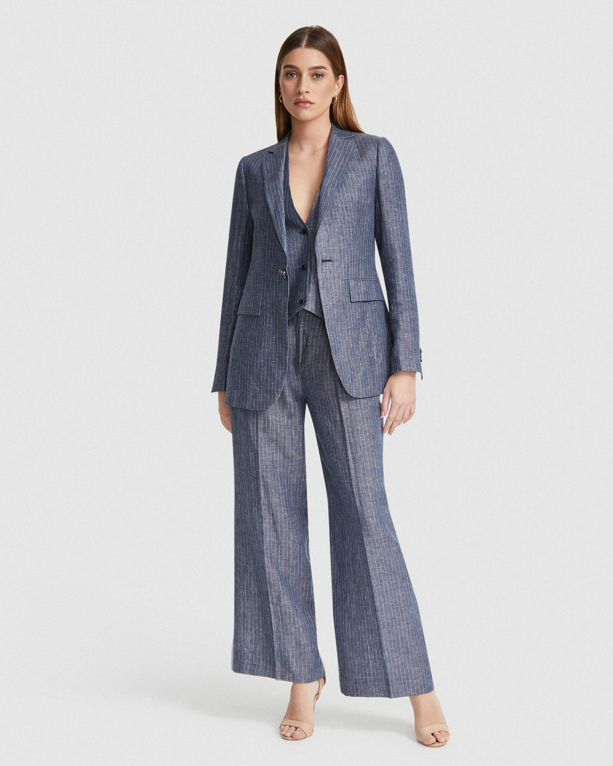 LOLA PINSTRIPE LINE JACKET WOMENS SUITS JKTS COATS