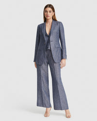 LOLA PINSTRIPE LINE JACKET WOMENS SUITS JKTS COATS