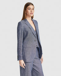 LOLA PINSTRIPE LINE JACKET WOMENS SUITS JKTS COATS