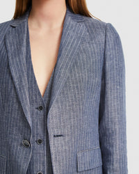 LOLA PINSTRIPE LINE JACKET WOMENS SUITS JKTS COATS